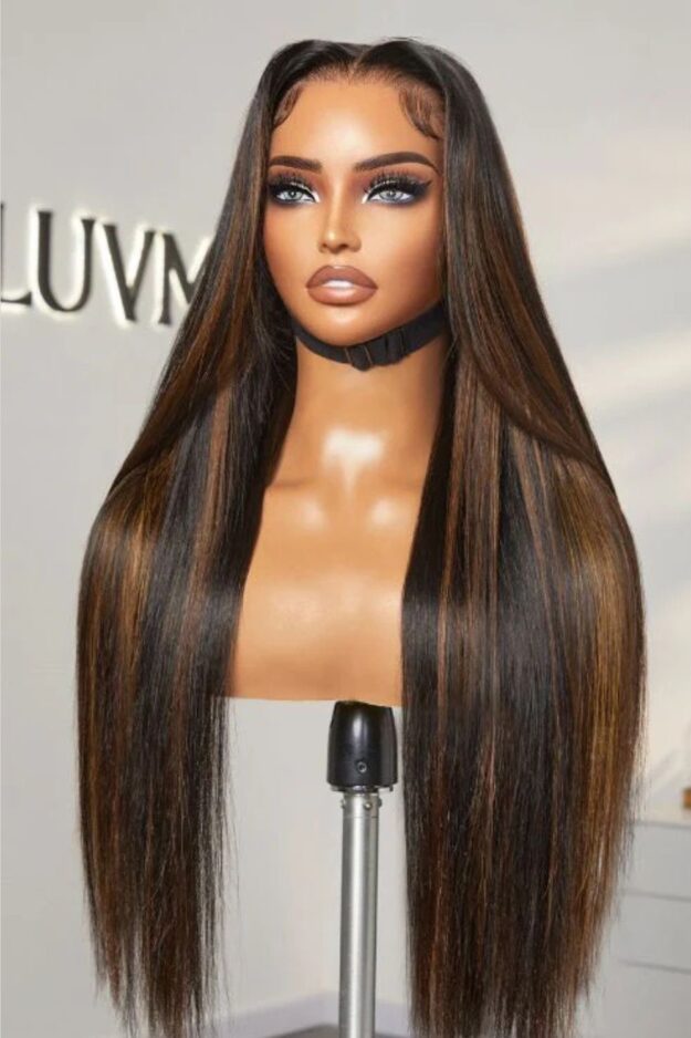 Piano HD straight wig, 22" with 5by5 closure