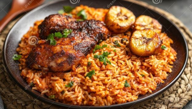 Jellof Rice, Beef/goat meat , dodo (mini pack)