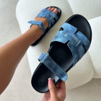 Denim luxe slides by Teerasi Footies
