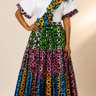 Ankara Fusion Ruffle Maxi Dress