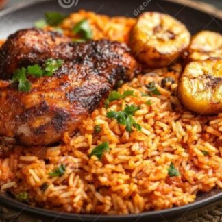 Jellof Rice with Chicken & Plantain