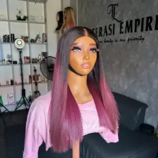 20 inches two-tone bone straight, 2by6 closure