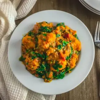 Vegetable Yam Porridge with Grilled Chicken
