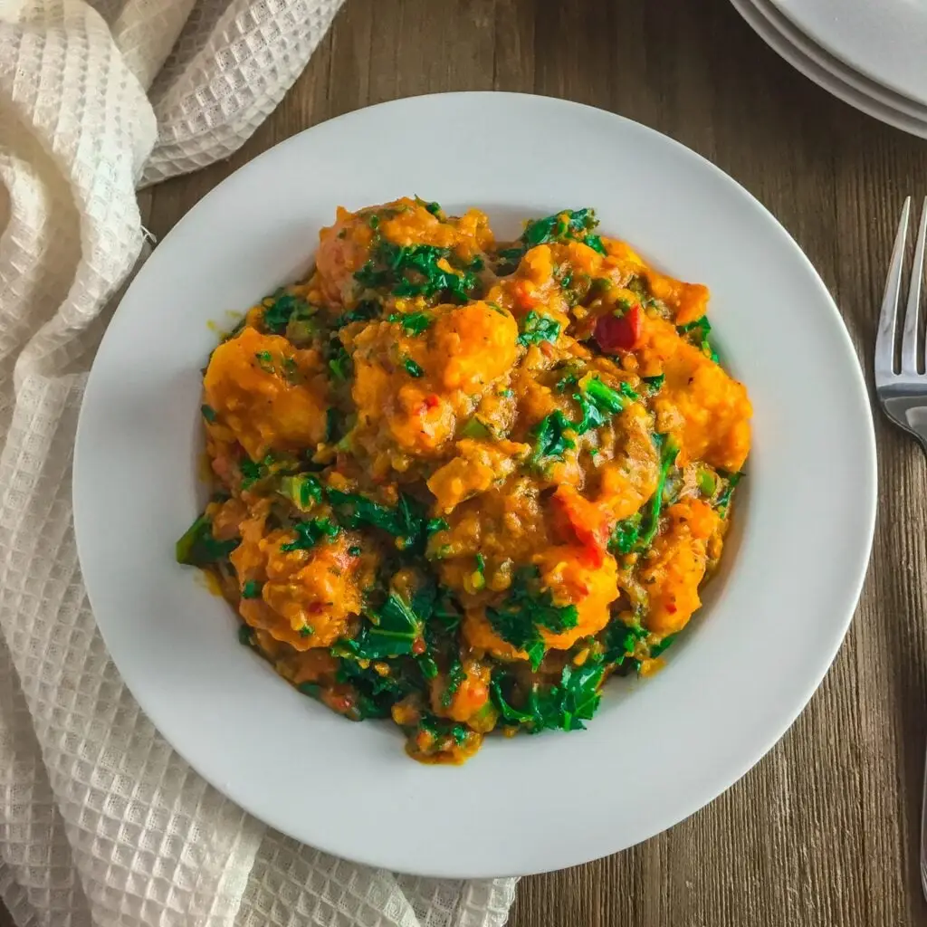 Vegetable Yam Porridge with Grilled Chicken 1 Vegetable Yam Porridge with Grilled Chicken