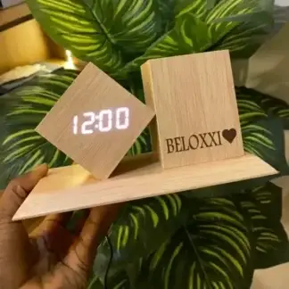 Wooden Clock And Pen Holder